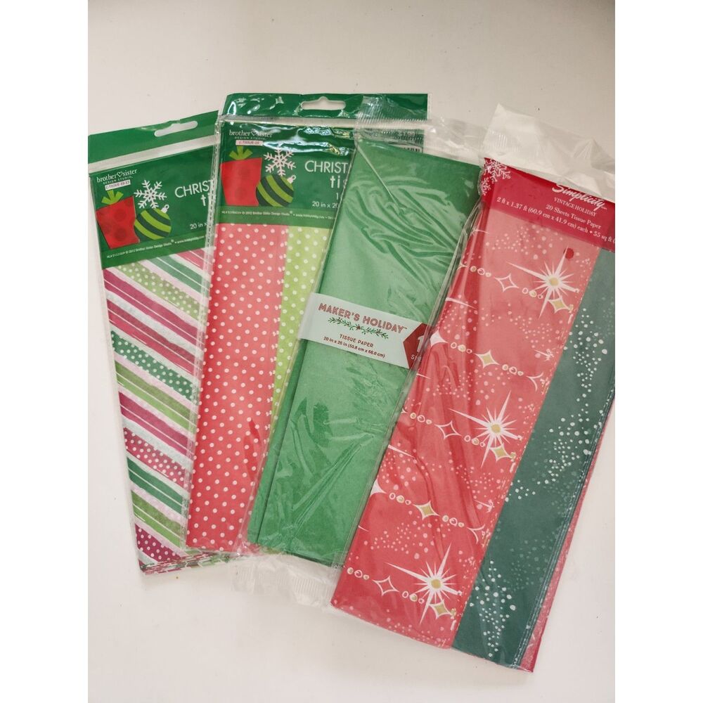 4 Packages of Christmas Theme Tissue Gift Wrap Paper B19